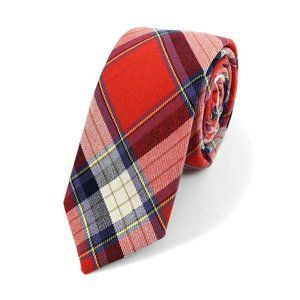 Men's Plaid Flannel 2.25" Cotton Slim Neck Tie